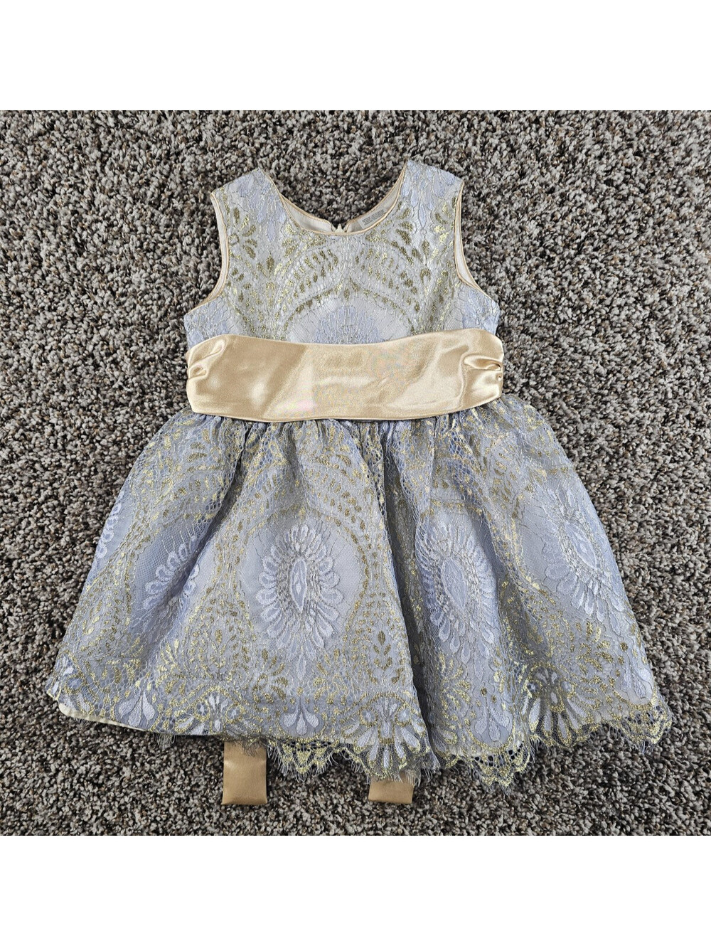 Jayne Copeland Toddler Girls 3T Little Border Lace with Satin-Dress Gold Purple
